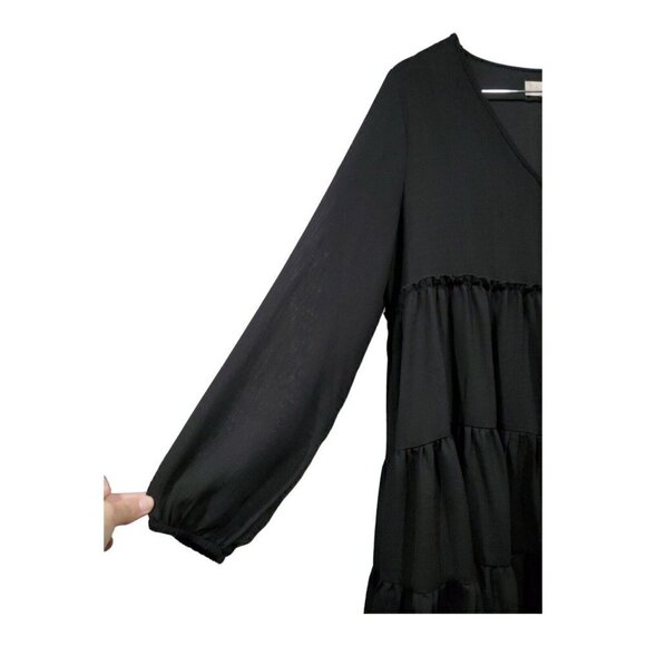Altar'd State Women's Black Long-Sleeve Tiered Babydoll Dress Peasant Boho Sz L - Picture 4 of 14